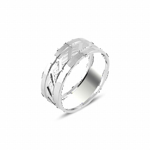 Men - Line Model Silver Wedding Ring 100346971 - Turkey