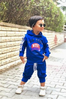 Boy's New York Printed Hooded Blue Tracksuit Suit 100328622