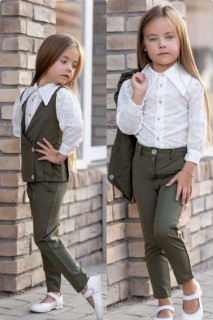 Girl Clothing - صدرية بناتي ، قميص جبر ، طقم علوي أخضر سفلي 100326860 - Turkey