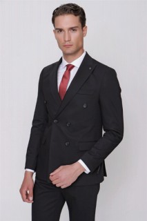 Men's Black Rapid Double Breasted Straight Slim Fit Slim Fit 6 Drop Suit 100350800