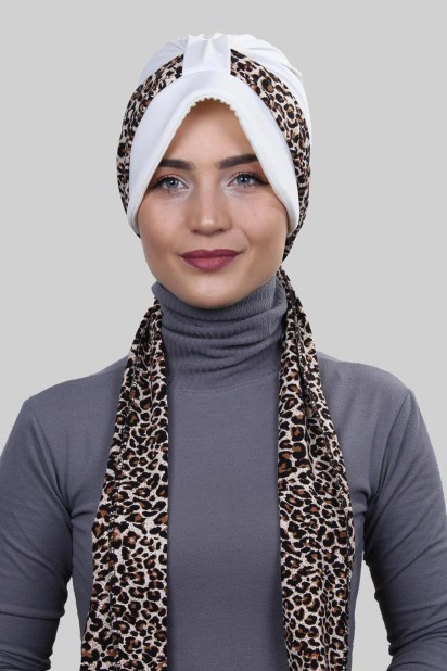 Woman - وشاح قبعة بونيه أبيض - Turkey