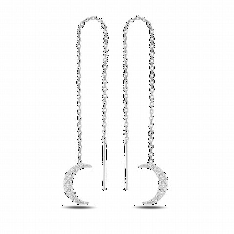 Jewelry & Watches - Dangle Moon Women Silver Earrings Silver 100346699 - Turkey