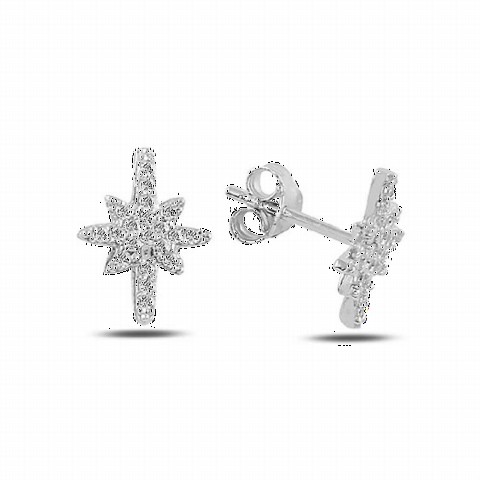 Jewelry & Watches - Pole Star Motif Stone Silver Earrings 100347093 - Turkey