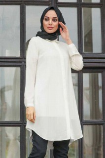 Woman Clothing - Ecru Hijab Tunic 100299544 - Turkey