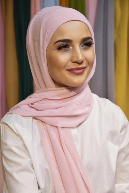 Woman Bonnet & Hijab - Ready Made Practical Bonnet Shawl Powder Pink 100285541 - Turkey