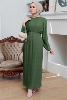 Clothes - Khaki Hijab Dress 100339194 - Turkey