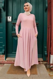 Clothes - Puderrosa Hijab-Kleid 100337162 - Turkey