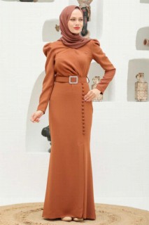 Sunuff Colored Hijab Evening Dress 100339311