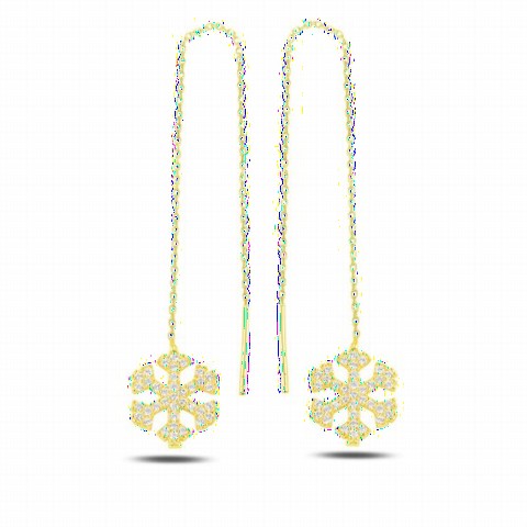 jewelry - Snowflake Stone Dangle Silver Earrings Gold 100346709 - Turkey