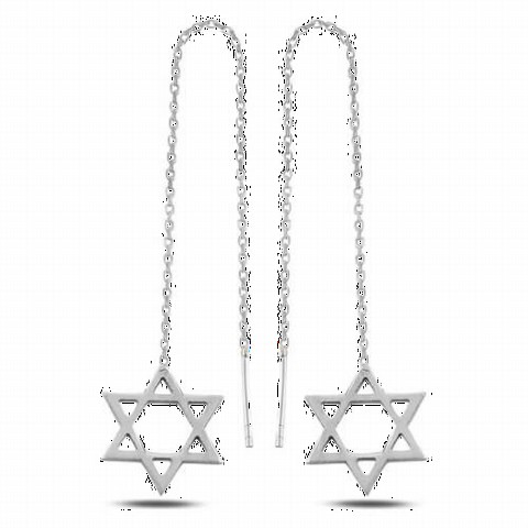 jewelry - Six Arm Star Dangle Silver Earrings Silver 100346677 - Turkey