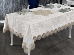 Rectangle Table Cover - Elis French Guipure Velvet Table Cloth Cappucino 100351640 - Turkey