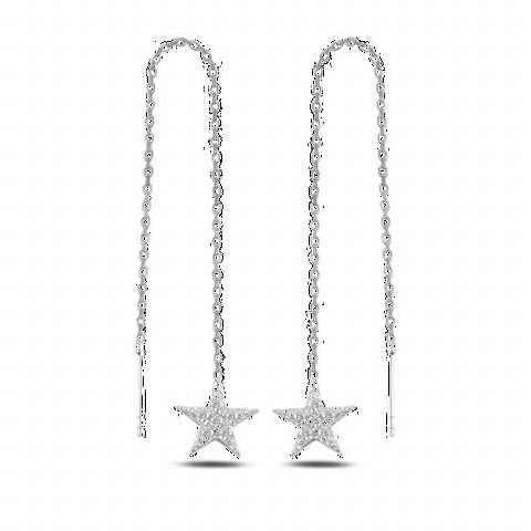 Jewelry & Watches - Star Stone Dangle Silver Earrings Silver 100346712 - Turkey
