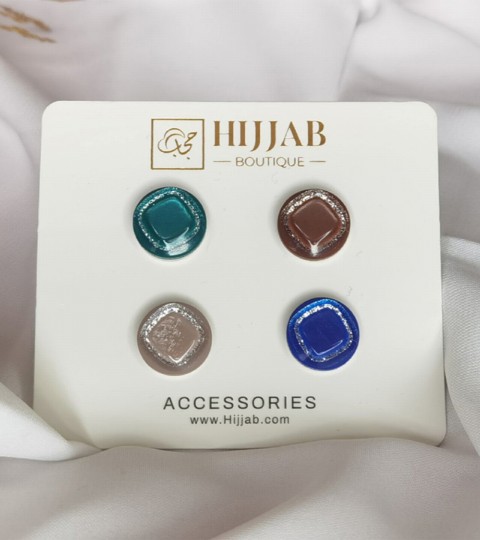 Hijab Accessories - 4 قطع (4 أزواج) دبوس بروش مغناطيسي إسلامي للنساء - Turkey