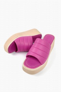 Woman Shoes & Bags - Pauline Fuchsia Wedge Heel Slippers 100344315 - Turkey