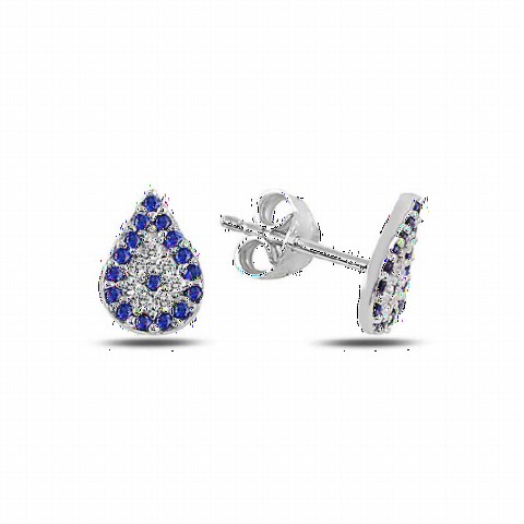 Jewelry & Watches - Evil Eye Model Drop Silver Earrings 100347102 - Turkey