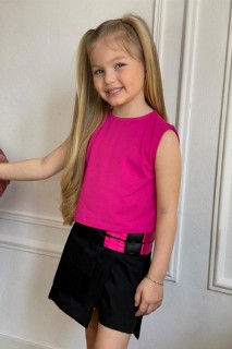 Girl's Zero Sleeve Blouse and Fuchsia Skirt 100328215