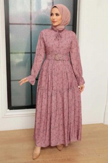Clothes - Dusty Rose Hijab Dress 100341552 - Turkey