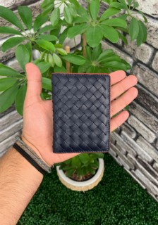 Guard Knitted Printed Navy Blue Leather Card Holder 100345511