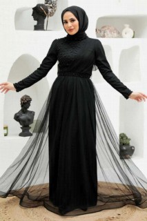 Evening & Party Dresses - Robe de soirée hijab noire 100339759 - Turkey