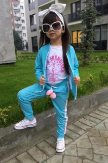 Girl's Turquoise Tracksuit with Barbie Writing on the Back 100344711