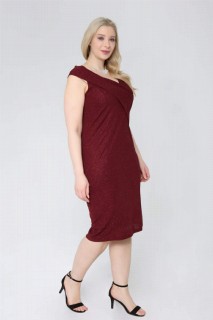 Plus Size Front Back V Sleeveless Silvery Dress 100276753