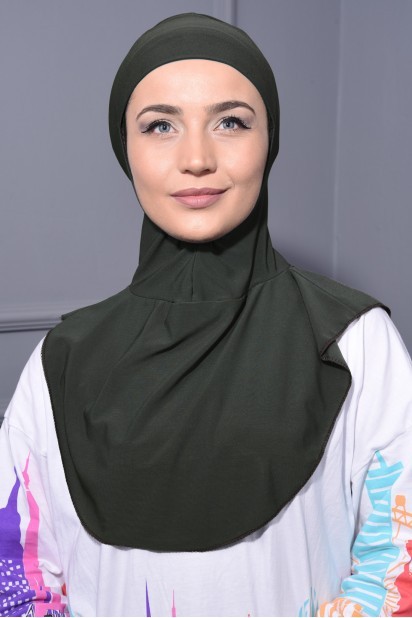 Woman Hijab & Scarf - Neck Collar Hijab Khaki Green 100285409 - Turkey