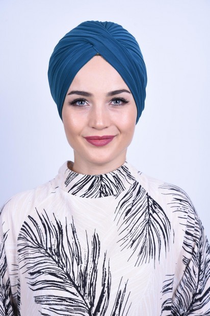 Woman Bonnet & Turban - Vera Outer Bonnet Petrol Blue 100285694 - Turkey
