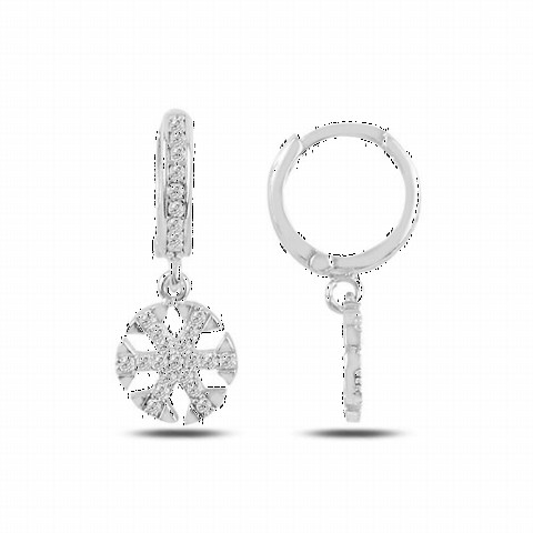 jewelry - Snowflake Model Silver Earrings With Zircon Stone 100347519 - Turkey