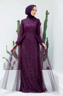 Evening & Party Dresses - Robe de soirée hijab violette 100339804 - Turkey