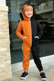 Boy Clothing - بدلة رياضية للأولاد من نوع مكتوب باللون البرتقالي والأسود 100326886 - Turkey