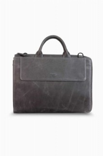 Briefcase & Laptop Bag - Guard İnce Antik Gri Hakiki Deri Evrak Çantası 100346295 - Turkey