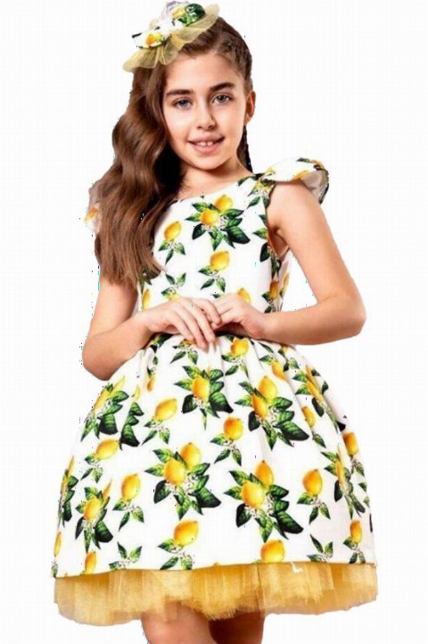 Girl Clothing - Girl's New Tree Lemon Yellow Dress 100328192 - Turkey