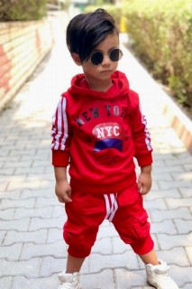 Boy's New York Printed Hoodie Red Tracksuit Suit 100328628