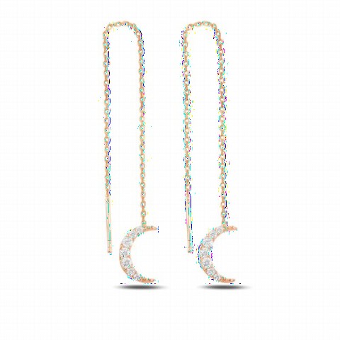 jewelry - Dangle Moon Women's Sterling Silver Earrings Rose 100346700 - Turkey