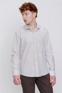 Men's Beige Printed Slim Fit Slim Fit Shirt 100350769