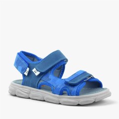 Boy Shoes - Wisps Genuine Leather Blue Camouflage Kids Sandals 100352426 - Turkey
