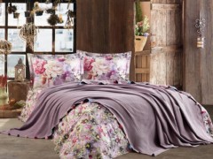 Pike Cover Sets - Lace Violet Double Pique Set with Pompom Lilac 100332213 - Turkey