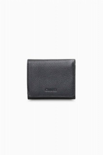Wallet - Black Folding Leather Men's Wallet 100346015 - Turkey