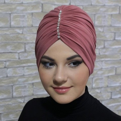 Woman Bonnet & Hijab - Rose séchée en bonnet de pierre froncée - Turkey