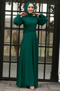 Evening & Party Dresses - Green Hijab Evening Dress 100338933 - Turkey