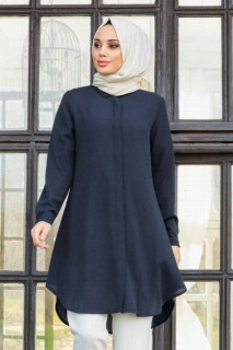 Woman Clothing - Navy Blue Hijab Tunic 100299524 - Turkey