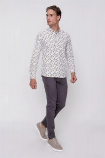 Men's Yellow Merida Slim Fit Slim Fit Printed Long Sleeve Shirt 100350858
