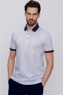 Men's Gray Polo Collar Printed Dynamic Fit Comfortable T-Shirt 100350719