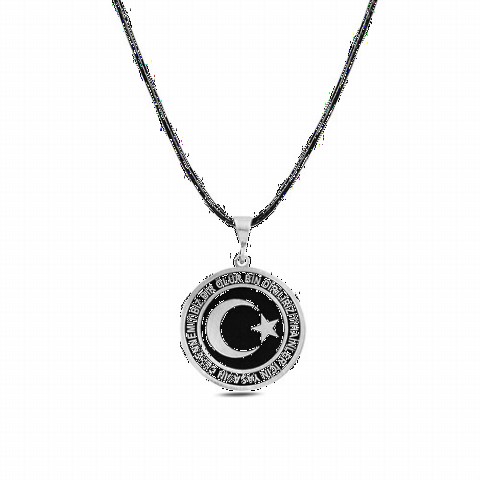 Moon Star We Die One Thousand We Resurrect Embroidered Silver Necklace 100346599