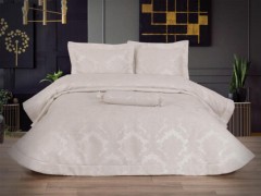 Home Product - Scar Embroidered 100% Cotton 4 Piece Bathrobe Set Smoked White 100330810 - Turkey