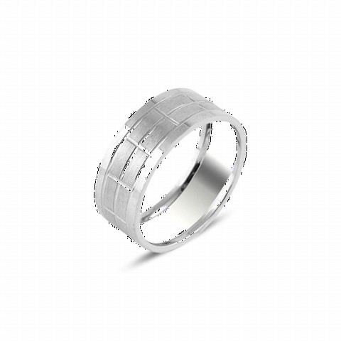 Wedding Ring - Square Motif Plain Silver Wedding Ring 100347002 - Turkey