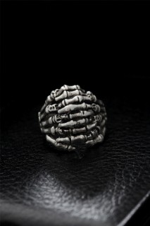 Silver Rings 925 - Adjustable Skeleton Hand Model Men's Ring 100319625 - Turkey