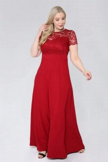 Long evening dress - Plus Size Long Lace Evening Dress 100276287 - Turkey