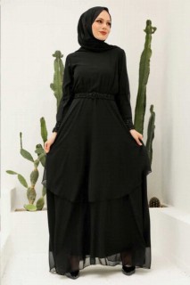 Woman - Black Hijab Evening Dress 100339752 - Turkey