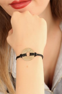 Jewelry & Watches - LUCKY (Lucky) Black Leather Corded Unisex Mood Bracelet 100318850 - Turkey